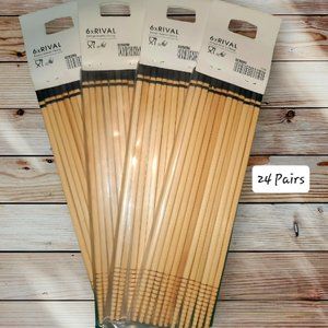 24 Pairs - 9.5" Bamboo Chopsticks - 4 Packs of 6 Pairs -Reusable - Natural/Black